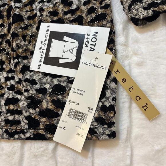 vintage Notations Animal Print Faux Wrap Vintage Blouse Stretch New XL - Picture 2 of 8